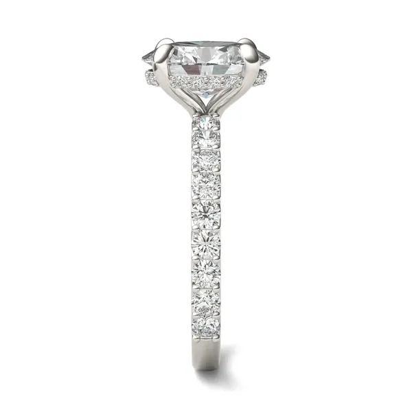 Oval Custom Hidden Halo Bold 3/4 Eternity Engagement Ring Setting